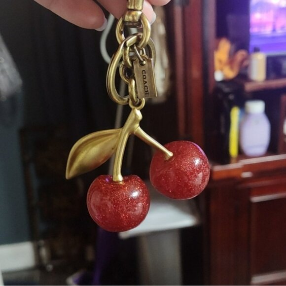 Coach Cherries With Brass Hardware Bag Charm Keychain Holder Retail $175 - Picture 6 of 8